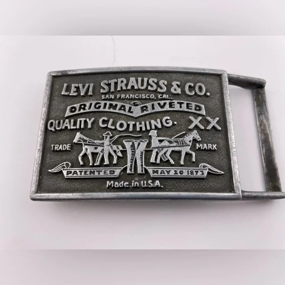 Vintage 1970s Levi Strauss & Co. Original Riveted Belt Buckle Made in USA‌‌‌‌‌